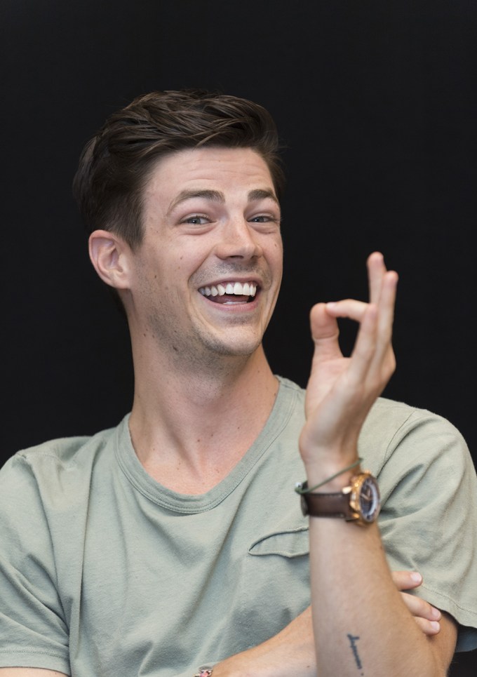 Grant Gustin at a press conference