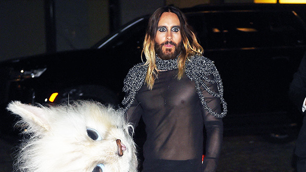 Jared Leto Rocks Sheer Dress While Still Carrying Massive Cat Head At Met Gala After-Party