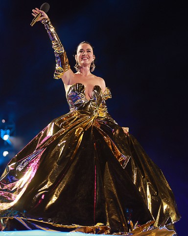Katy Perry performs on stage during the Coronation Concert on May 07, 2023 in Windsor, England. The Windsor Castle Concert is part of the celebrations of the Coronation of Charles III and his wife, Camilla, as King and Queen of the United Kingdom of Great Britain and Northern Ireland, and the other Commonwealth realms that took place at Westminster Abbey yesterday. Performers include Take That, Lionel Richie, Katy Perry, Paloma Faith, Olly Murs, Andrea Bocelli and Sir Bryn Terfel, Alexis Ffrench, Lang Lang & Nicole Scherzinger, Bette Midler, Tiwa Savage, Steve Winwood, Pete Tong and The Coronation Choir. Coronation Concert at Windsor Castle, UK - 07 May 2023