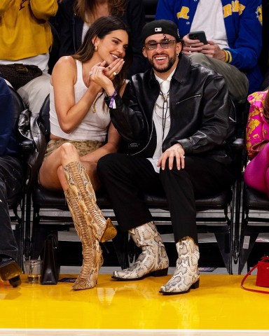 Los Angeles, CA  - Looks like Kendall Jenner and her beau Bad Bunny had a great time enjoying the game and some laughs with their pal Taco at the Lakers vs Golden State game in Los AngelesPictured: Bad Bunny, Kendall JennerBACKGRID USA 12 MAY 2023 BYLINE MUST READ: Spidey / BACKGRIDUSA: +1 310 798 9111 / usasales@backgrid.comUK: +44 208 344 2007 / uksales@backgrid.com*UK Clients - Pictures Containing ChildrenPlease Pixelate Face Prior To Publication*