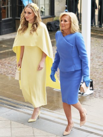 First Lady of the United States, Dr Jill Biden and her grand daughter Finnegan Biden arrive at Westminster Abbey for the Coronation service. Pictures by Dan CharityThe Coronation of King Charles III, London, UK - 06 May 2023