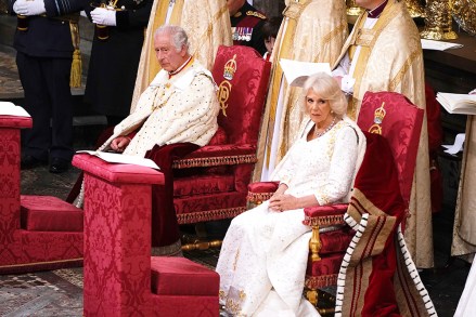 King Charles III and Queen Camilla during their coronation ceremony in Westminster Abbey
The Coronation of King Charles III, London, UK - 06 May 2023