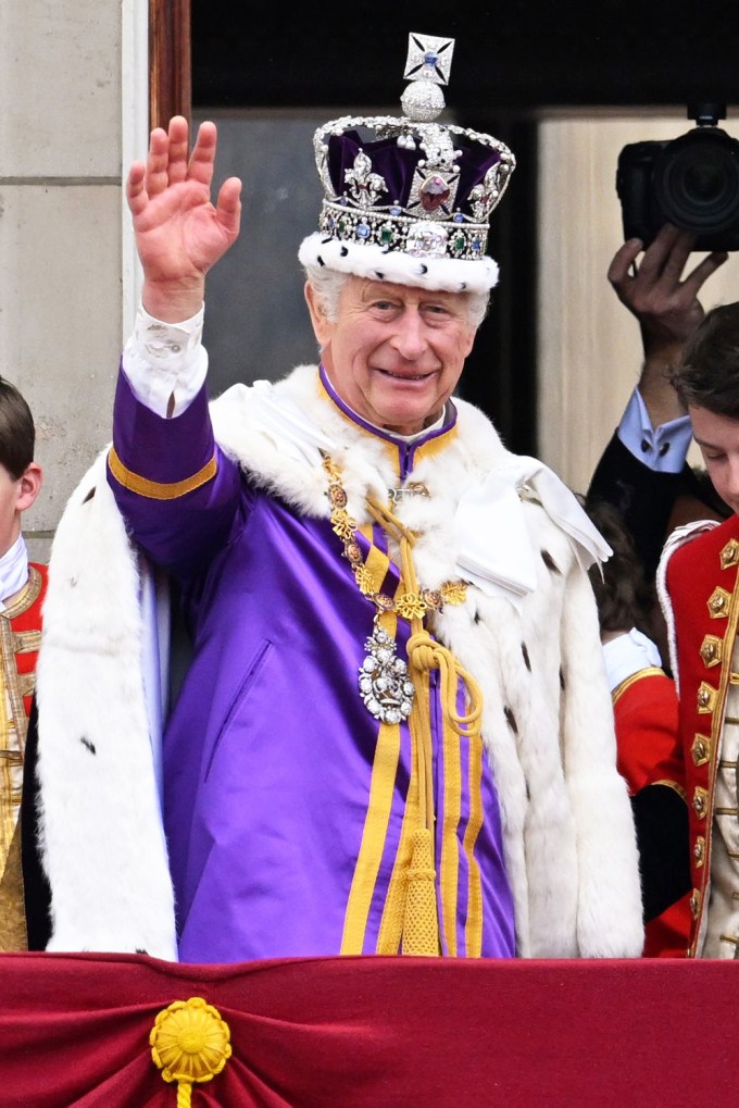 King Charles Waves On The Balcony At Buckingham Palace