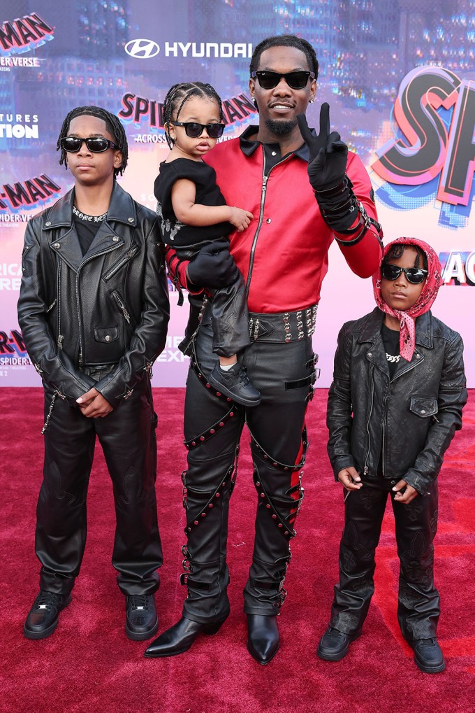 Offset & His Sons At ‘Spider-Man: Across The Spider-Verse’ Premiere