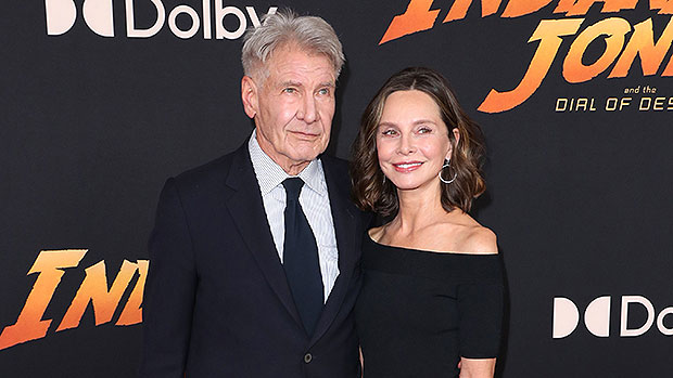 Calista Flockhart Stuns In Black & Yellow Gown With Harrison Ford At ‘Indiana Jones’ Premiere: Photos