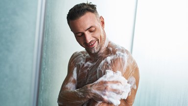 man with soap