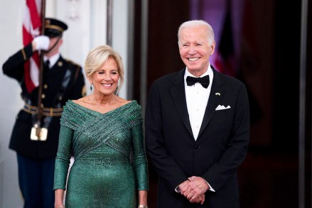US President Joe Biden, First Lady Jill Biden and Narendra Modi, India's prime minister, during an arrival on the North Portico of the White House ahead of a state dinner in Washington, DC, US, on Thursday, June 22, 2023. Biden and Modi announced a series of defense and commercial deals designed to improve military and economic ties between their nations during a state visit today. Credit: Sarah Silbiger / Pool via CNP. 22 Jun 2023 Pictured: US President Joe Biden, right, and First Lady Jill Biden wait to greet Indian Prime Minister Narendra Modi, not pictured, during an arrival on the North Portico of the White House ahead of a state dinner in Washington, DC, US, on Thursday, June 22, 2023. Biden and Modi announced a series of defense and commercial deals designed to improve military and economic ties between their nations during a state visit today. Credit: Al Drago / Pool via CNP. Photo credit: Sarah Silbiger - Pool via CNP / MEGA TheMegaAgency.com +1 888 505 6342 (Mega Agency TagID: MEGA998886_001.jpg) [Photo via Mega Agency]