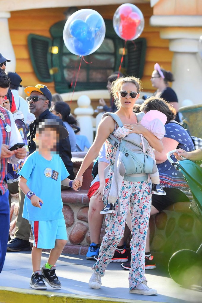 Natalie Portman Visits Disneyland With Her Kids