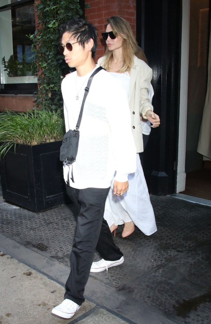 Angelina Jolie & Pax Jolie-Pitt Leave the Soho Hotel in NYC