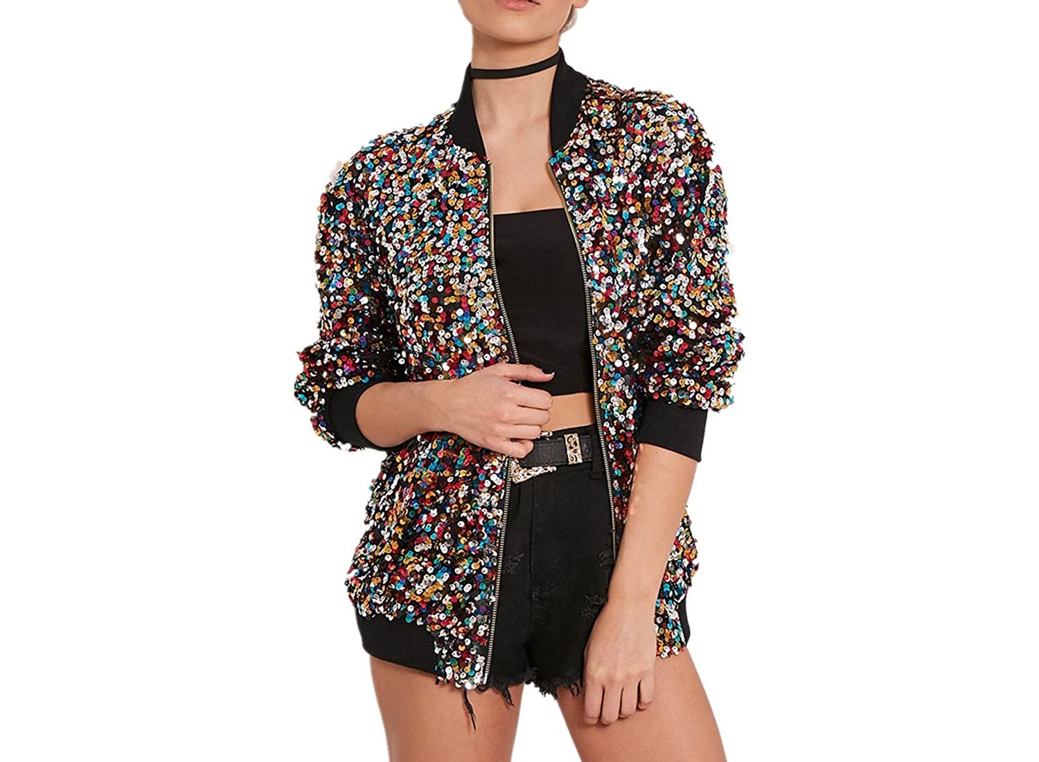 Cresay Sequin Fitted Blazer