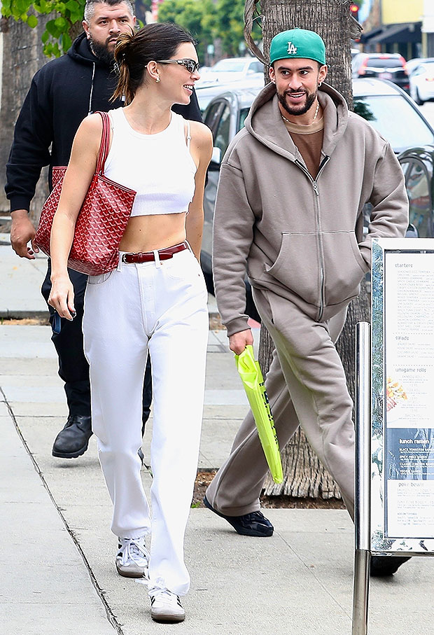 Kendall Jenner Wears Baggy Pants and Normcore Footwear to Support Bad Bunny