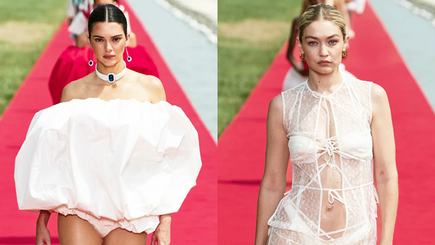 Kendall Jenner, Gigi Hadid, & More Wear Wild White Lingerie At The Jacquemus Fashion Show