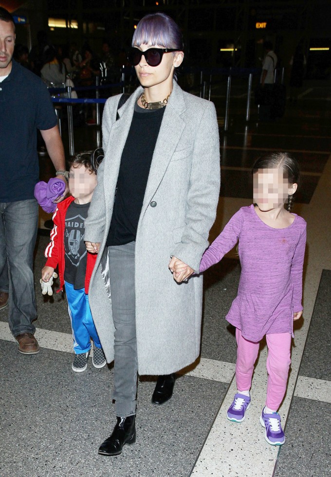 Nicole Richie and her children at LAX airport