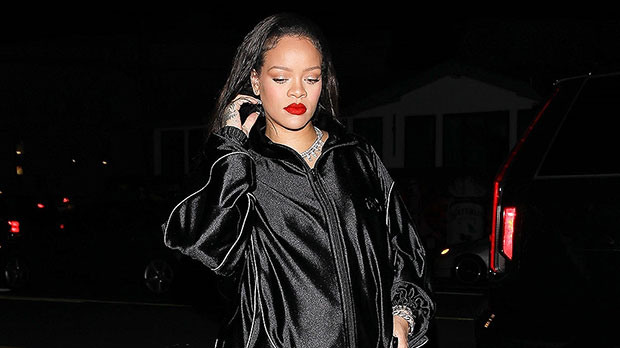 Pregnant Rihanna, 35, out for dinner in LA in silky black set and red lip: pics