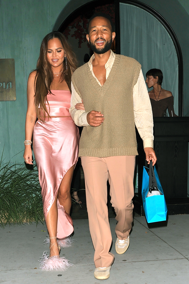 Chrissy Teigen Rocks Pink Dress For Date Night With John Legend