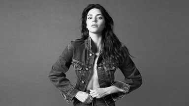 Kendall Jenner In Nothing But Denim Jacket & Jeans For Campaign Photos