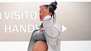 rihanna sparkly bra and jeans successful  LA