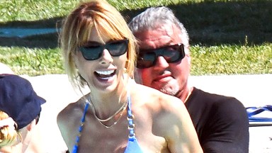 sly stallone and jennifer flavin swim in italy
