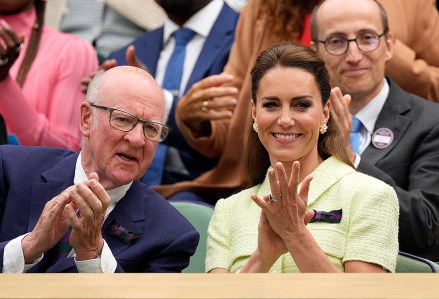 AELTC Chairman Ian Hewitt and Catherine Princess of Wales watch the action from The Royal Box Wimbledon Tennis Championships, Day 13, The All England Lawn Tennis and Croquet Club, London, UK Uni - Jul 15, 2023 