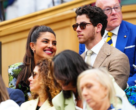 Priyanka Chopra Jonas and Nick Jonas in the Royal Box on Center Court at The Wimbledon Tennis Championships, Day 13, The All England Lawn Tennis and Croquet Club, London, UK - July 15, 2023