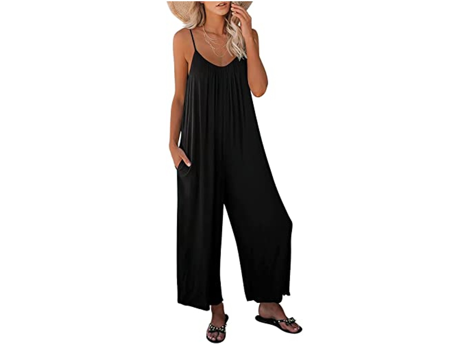 Anrabess Casual Spaghetti Strap Jumpsuit