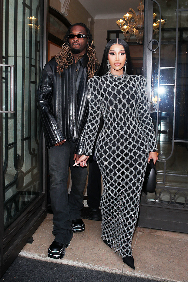 Cardi B’s Black & Silver Dress With Offset In Paris: Photos – Hollywood ...