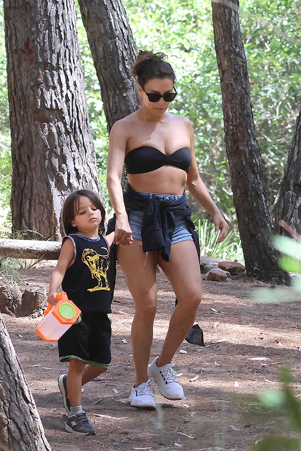 Eva Longoria In Daisy Dukes & Black Bikini With Son Photos Hollywood