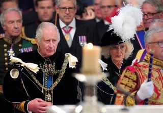 The National Service of Thanksgiving and Dedication for King Charles III and Queen Camilla, and the presentation of the Honours of Scotland at St Giles' Cathedral, Edinburgh, UK, on the 5th July 2023., , Picture by PA Wire/WPA-Pool. 05 Jul 2023 Pictured: King Charles III, Queen Camilla. Photo credit: MEGA TheMegaAgency.com +1 888 505 6342 (Mega Agency TagID: MEGA1003915_017.jpg) [Photo via Mega Agency]