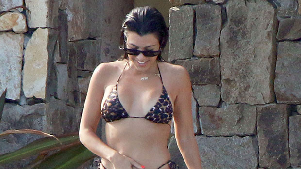 Kourtney Kardashian Shows Off Baby Bump In Pink Bikini As She Twins With Addison Rae: Photos