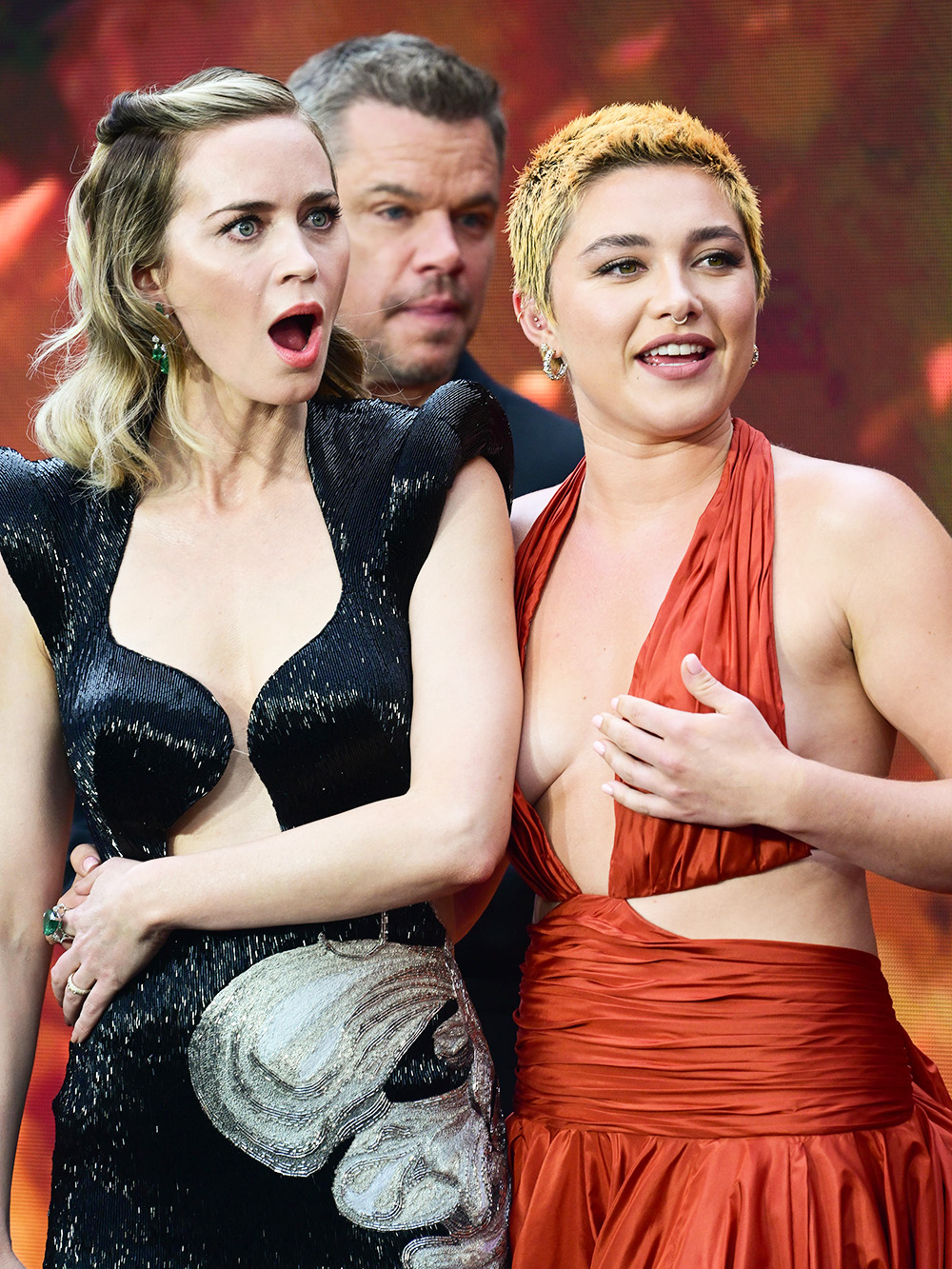 (L-R) Emily Blunt, Matt Damon and Florence Pugh attend the Oppenheimer UK Premiere on July 13, 2023 in London, England. (Photo by Dave Hogan/Hogan Media/Shutterstock)
'Oppenheimer' film premiere, VIP Access, London, UK - 13 Jul 2023