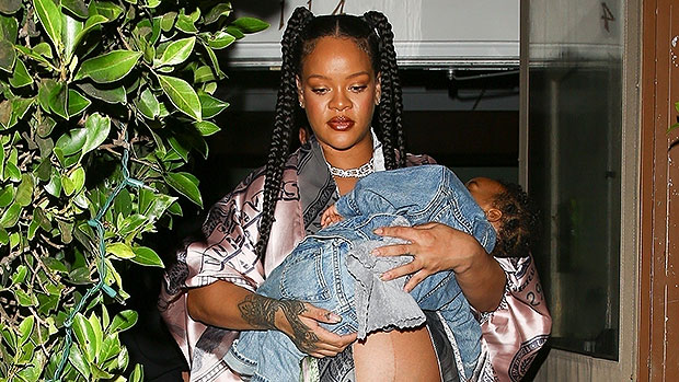 Pregnant Rihanna Holds Adorable Rza, 1, As They Leave Italian
