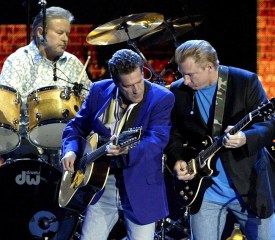 Guitar Players and Singers Glenn Frey (l) Joe Walsh (r) and Drummer Don Henley (back) From the Legendary Us Band 'The Eagles' Perform Live at the Sant Jordi Palace in Barcelona on Tuesday 23 May 2006 Spain Barcelona
Spain Music the Eagles - May 2006