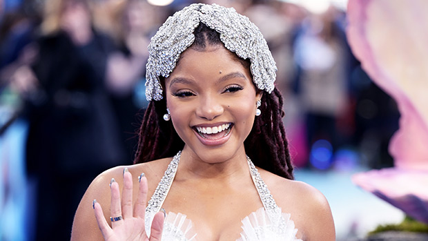 Halle Bailey Transforms Into Her ‘Little Mermaid’ Character In Aqua Blue String Bikini Top & Matching Skirt: Photos