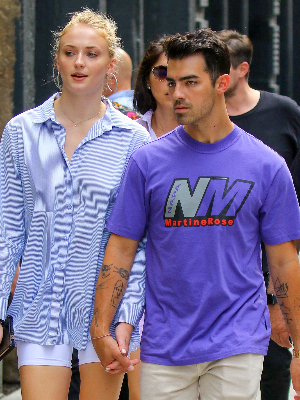Sophie Turner Wears a Striped Top While Out With Joe Jonas