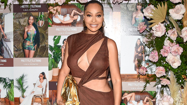 La La Anthony Rocks Brown Cutout Dress With High Slit At PrettyLittleThing Launch Dinner: Photos