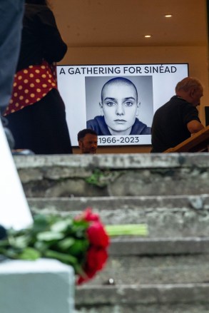 The London Irish Centre in Camden North London held a private evening for people to gather top remember Sinead O'Connor who sadly died on Wednesday 26th July 2023.
Sinead O'Connor memorial, London, UK - 27 Jul 2023