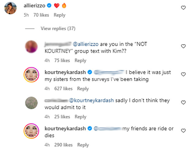 Kourtney Kardashian reacts to group chat