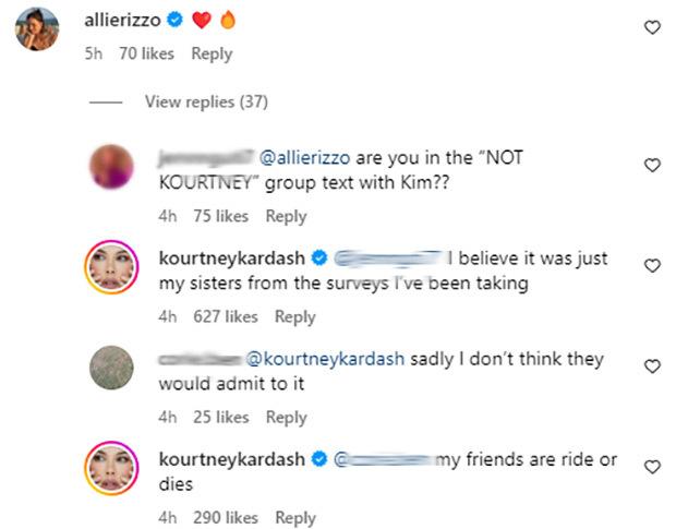 Kourtney Kardashian Ignores Kim Kardashian's Response on Instagram and  Twitter