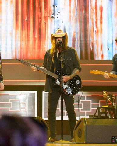 ACADEMY OF COUNTRY MUSIC HONORS: L-R: FIREROSE, Billy Ray Cyrus and Travis Denning perform at the 16th Annual Academy of Country Music Honors airing Monday, Sept. 18 (8:00-10:00 PM ET/PT) on FOX. CR: FOX. ©2023 FOX Media LLC.