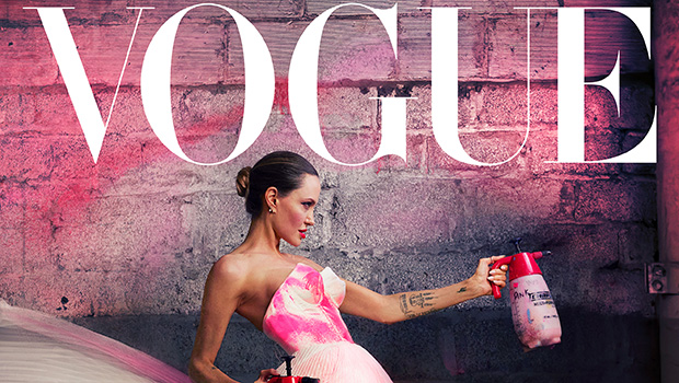 Angelina Jolie Stuns in Pink Spray-Painted Gown for ‘Vogue’ Cover