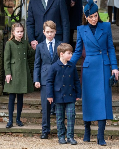 Princess Charlotte, Prince George, Prince Louis and Catherine Princess of Wales
Christmas Day church service, St. Mary Magdalene Church, Sandringham, Norfolk, UK - 25 Dec 2023