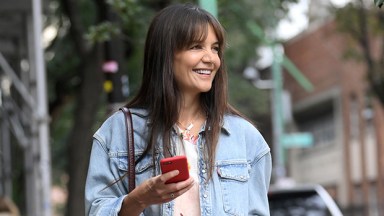 Katie Holmes Rocks Pink Slip Dress and Matching Flats in NYC: Photos