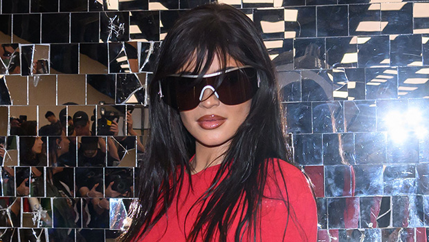 Kylie Jenner Debuts Front Bangs While Wearing Skintight Red Dress to Paris Fashion Week