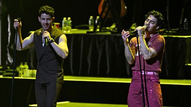 Nick Jonas Joe Jonas performing on stage during The Tour