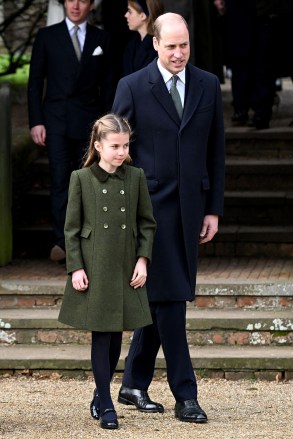 Princess Charlotte and Prince William of Wales leave St. Mary Magdalene Church for the Christmas Day church service, St. Mary Magdalene Church, Sandringham, Norfolk, United Kingdom - December 25, 2023