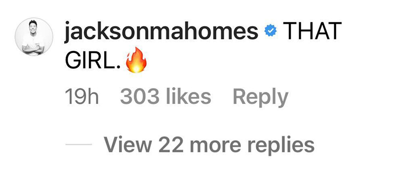 Jackson Mahomes Instagram Comment