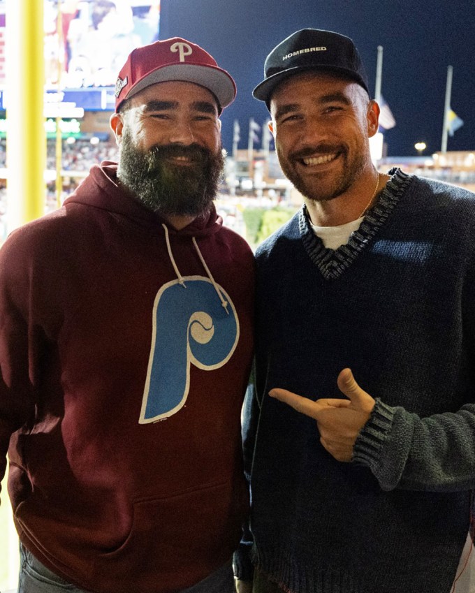 Jason and Travis Kelce at Phillies Game