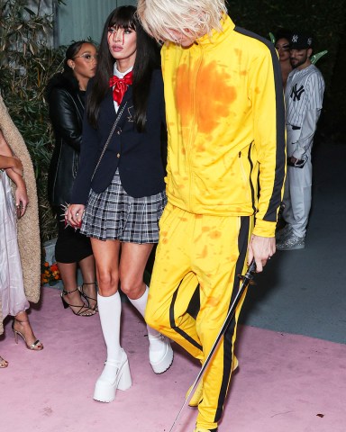 American actress Megan Fox and boyfriend/American rapper and singer-songwriter Machine Gun Kelly (Colson Baker) arrive at Darren Dzienciol's Pop Icons Halloween Party 2023 Presented By Solisca Tequila and PATH Water held at a Private Residence on October 27, 2023 in Beverly Hills, Los Angeles, California, United States.
Darren Dzienciol's Pop Icons Halloween Party 2023, Private Residence, Beverly Hills, Los Angeles, California, United States - 27 Oct 2023