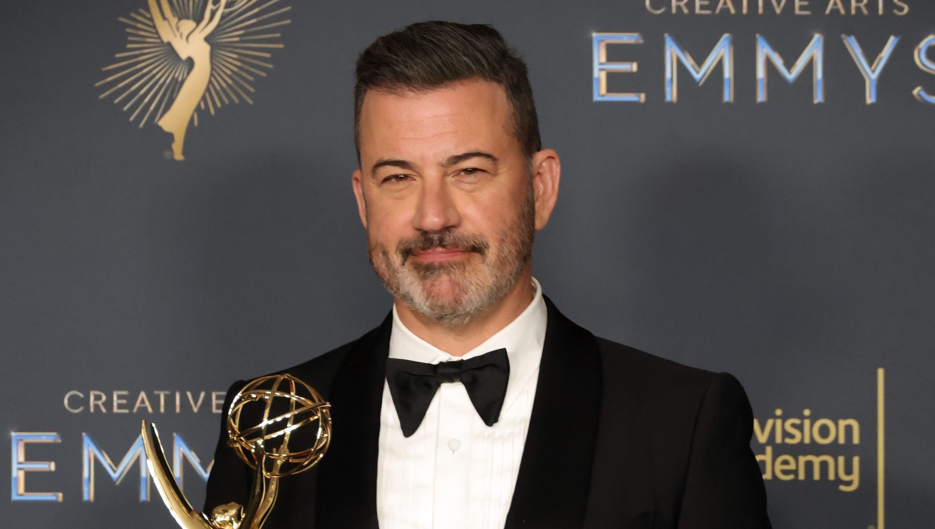 LOS ANGELES, CALIFORNIA - SEPTEMBER 07: Jimmy Kimmel, winner of the Outstanding Host for a Game Show Award for "Who Wants to Be a Millionaire", attends the 2025 Creative Arts Emmy Awards at Peacock Theater on September 07, 2025 in Los Angeles, California. (Photo by Kevin Winter/Getty Images)