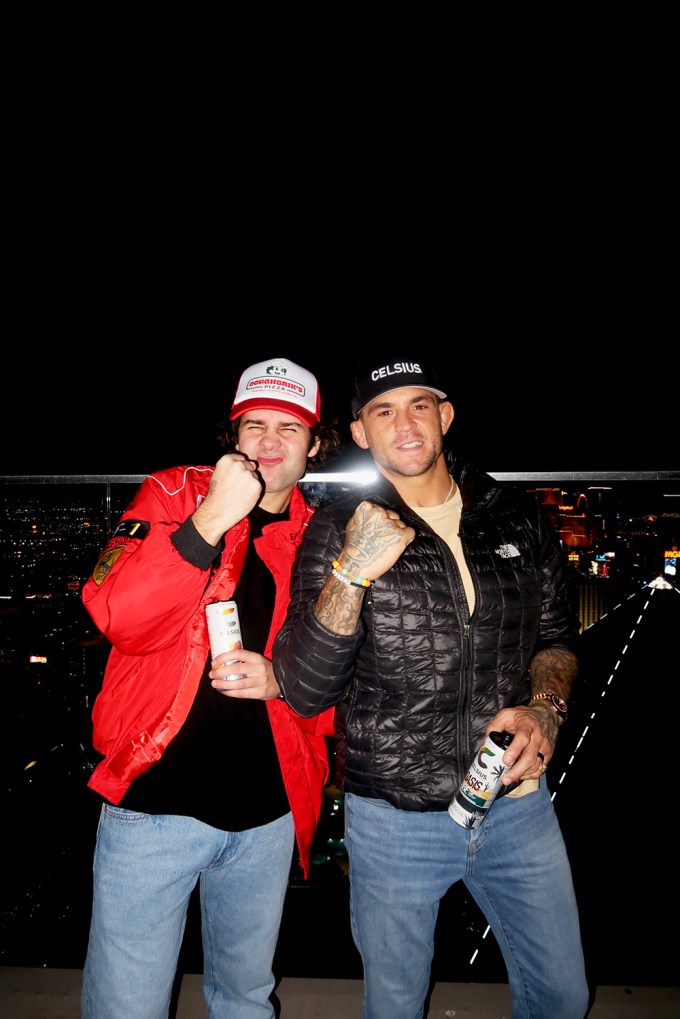 David Dobrik and Dustin Poirier at F1 in Las Vegas with CELSIUS
